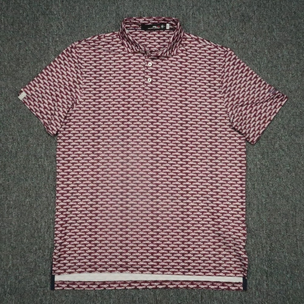 RLX Ralph Lauren Shirt Men Medium Red Maroon Classic Cars Performance Polo